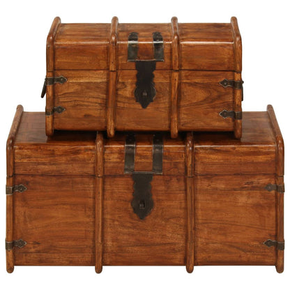 vidaXL Treasure Chest Set 2 Pieces Solid Acacia Wood Honey Finish 2