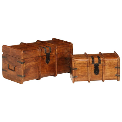 vidaXL Treasure Chest Set 2 Pieces Solid Acacia Wood Honey Finish 5