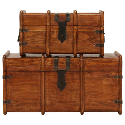 vidaXL Treasure Chest Set 2 Pieces Solid Acacia Wood Honey Finish 6