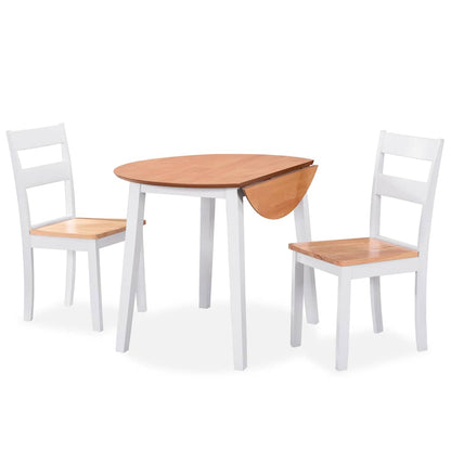 vidaXL Dining Set | White and Natural Wood | MDF Top, Solid Rubberwood Frame 1