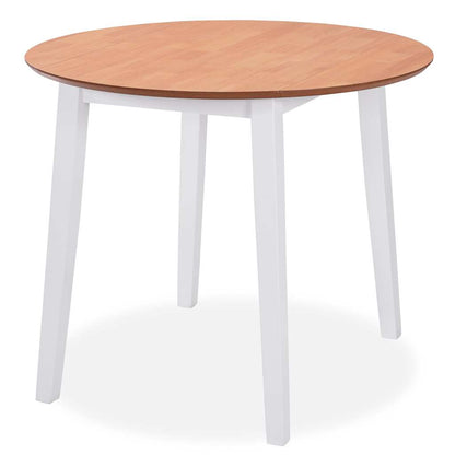 vidaXL Dining Set | White and Natural Wood | MDF Top, Solid Rubberwood Frame 2