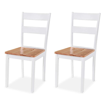 vidaXL Dining Set | White and Natural Wood | MDF Top, Solid Rubberwood Frame 3