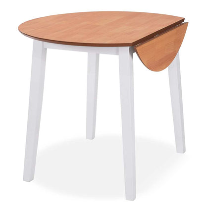 vidaXL Dining Set | White and Natural Wood | MDF Top, Solid Rubberwood Frame 4
