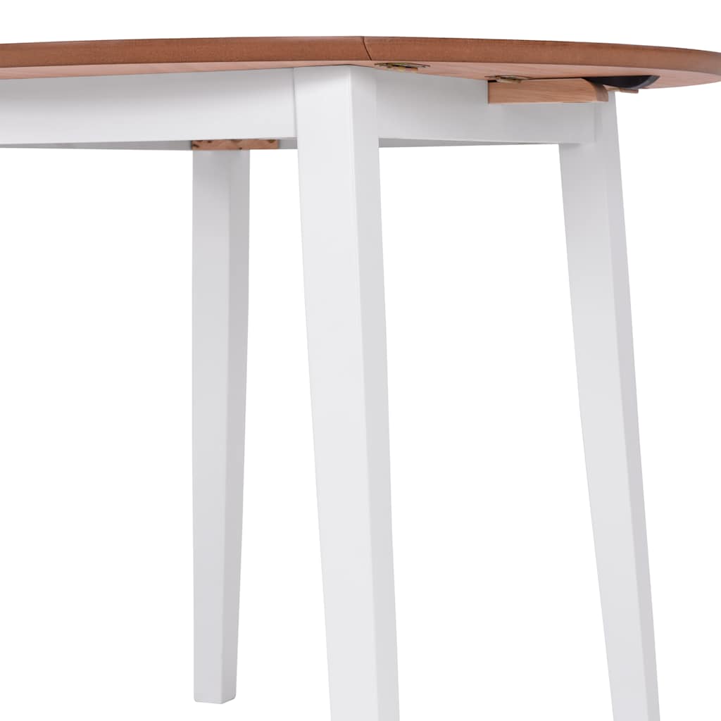 vidaXL Dining Set | White and Natural Wood | MDF Top, Solid Rubberwood Frame 5