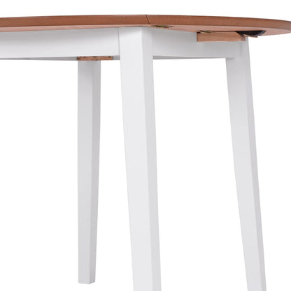 vidaXL Dining Set | White and Natural Wood | MDF Top, Solid Rubberwood Frame 5