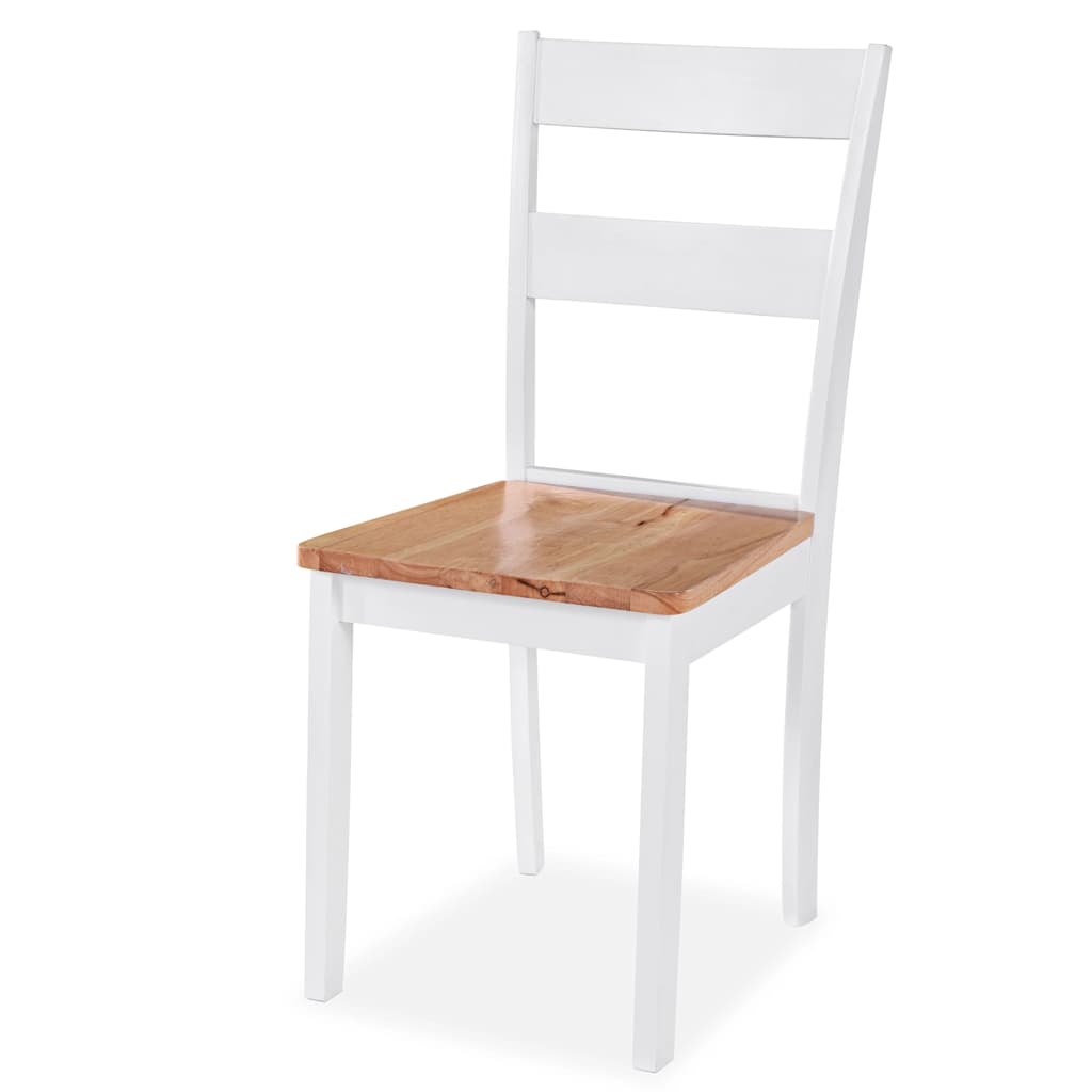 vidaXL Dining Set | White and Natural Wood | MDF Top, Solid Rubberwood Frame 6