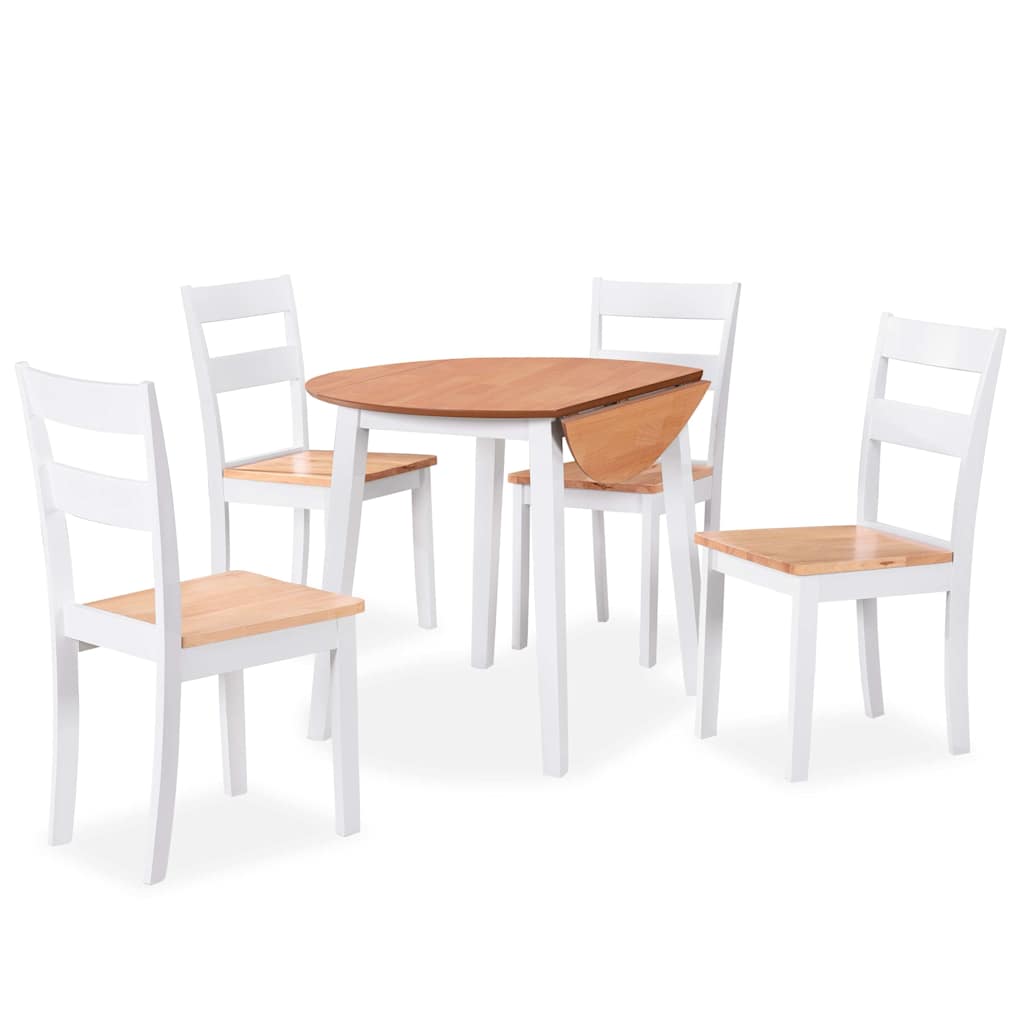 vidaXL Dining Set 5 Pieces MDF and Rubberwood White 1