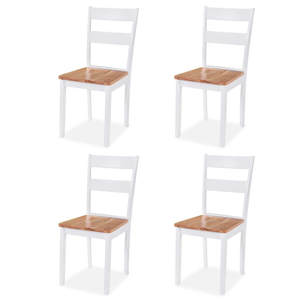 vidaXL Dining Set 5 Pieces MDF and Rubberwood White 3