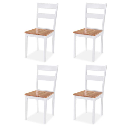 vidaXL Dining Set 5 Pieces MDF and Rubberwood White 3