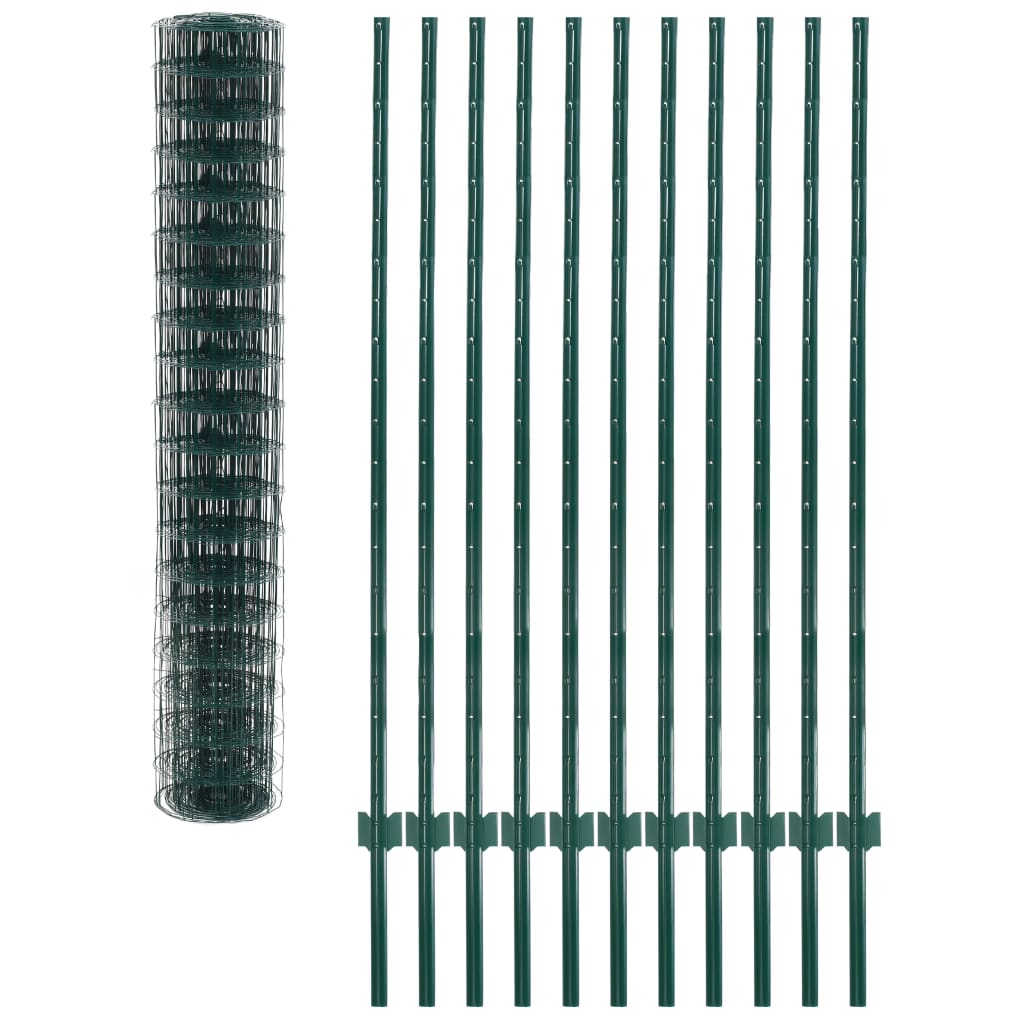 142813 vidaXL Euro Fence Steel 20x1,5 m Green 3