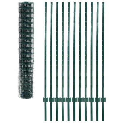 142813 vidaXL Euro Fence Steel 20x1,5 m Green 3