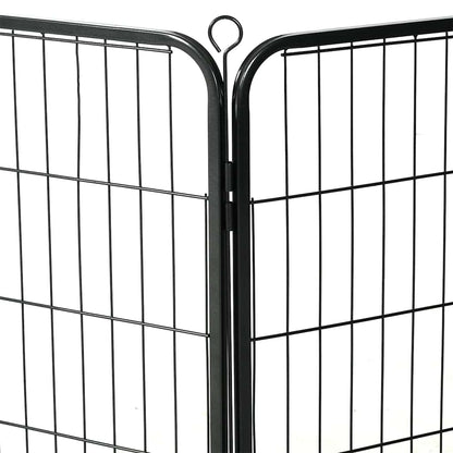Dog Playpen 8 Panels Steel Black 8-panel