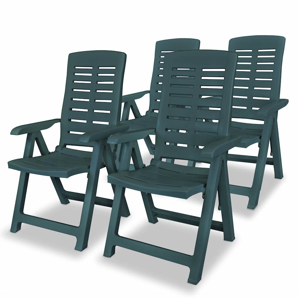 vidaXL Reclining Folding Chairs 4 pcs Plastic Green 1