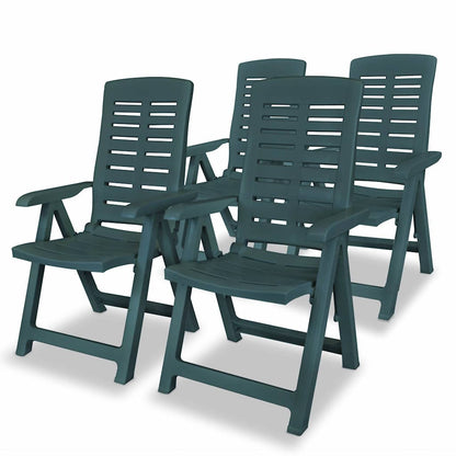 vidaXL Reclining Folding Chairs 4 pcs Plastic Green 1