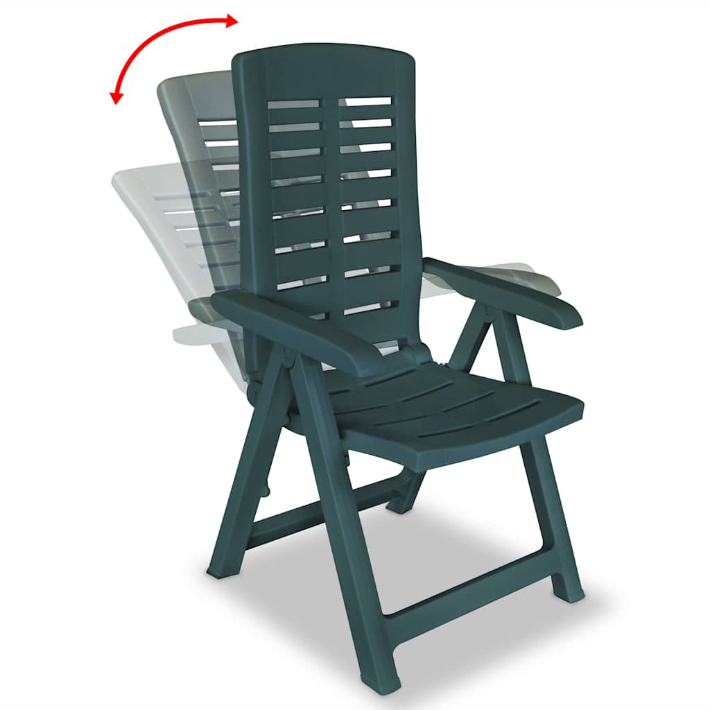 vidaXL Reclining Folding Chairs 4 pcs Plastic Green 6
