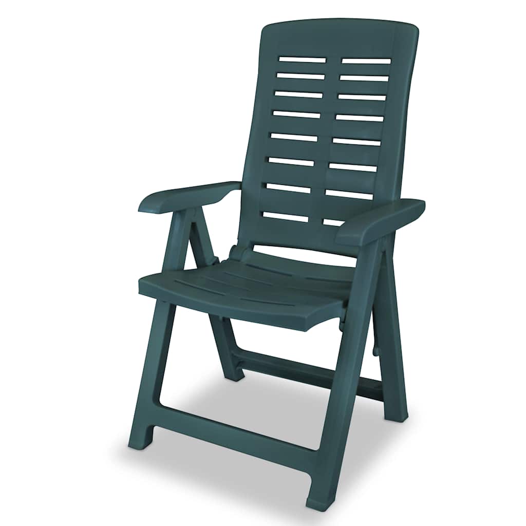 vidaXL Reclining Folding Chairs 4 pcs Plastic Green 2