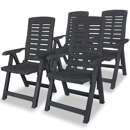 vidaXL Reclining Folding Chairs 4 pcs Plastic Anthracite 1