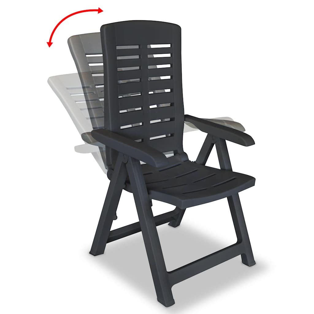 vidaXL Reclining Folding Chairs 4 pcs Plastic Anthracite 2