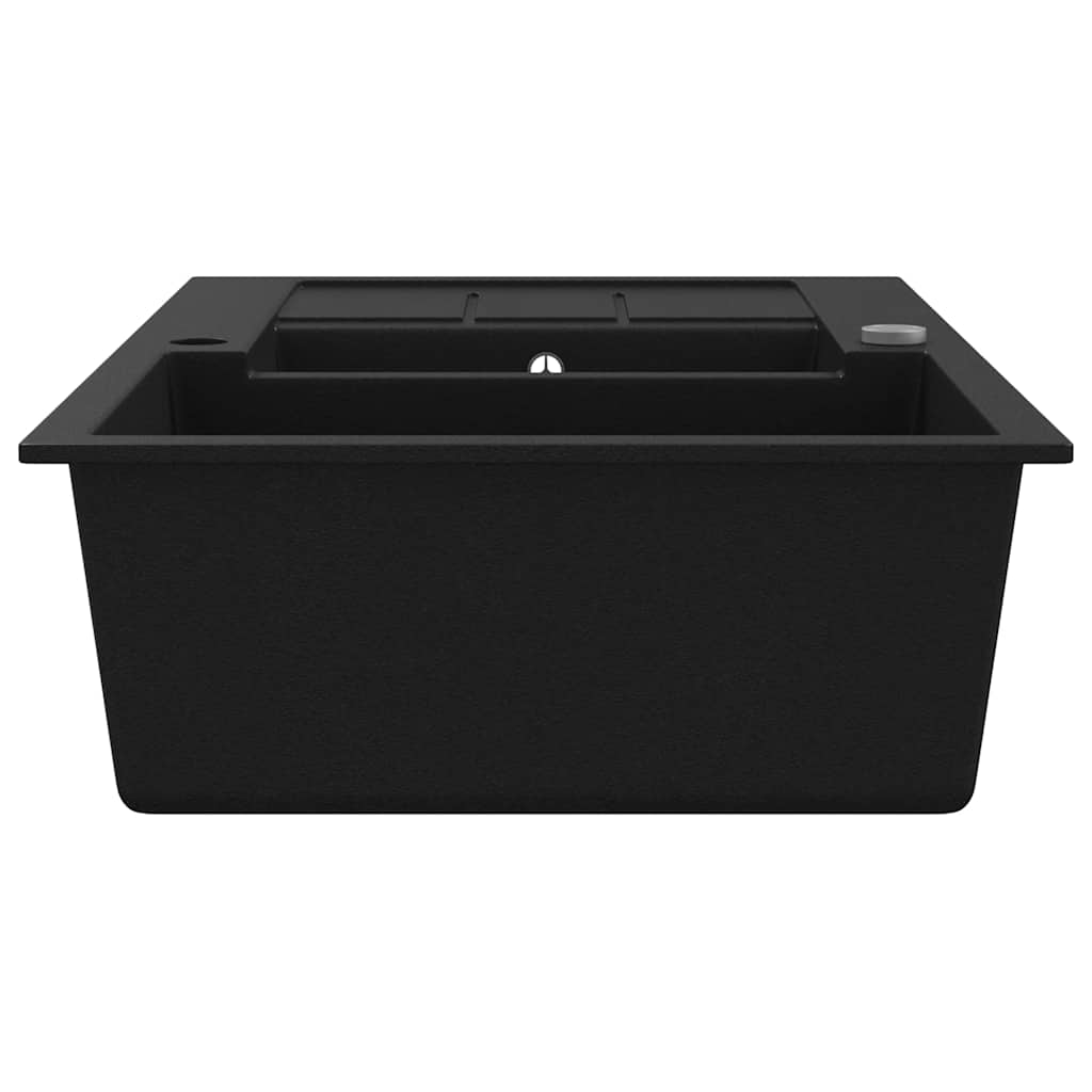 vidaXL Granite Kitchen Sink Double Basin Black 5