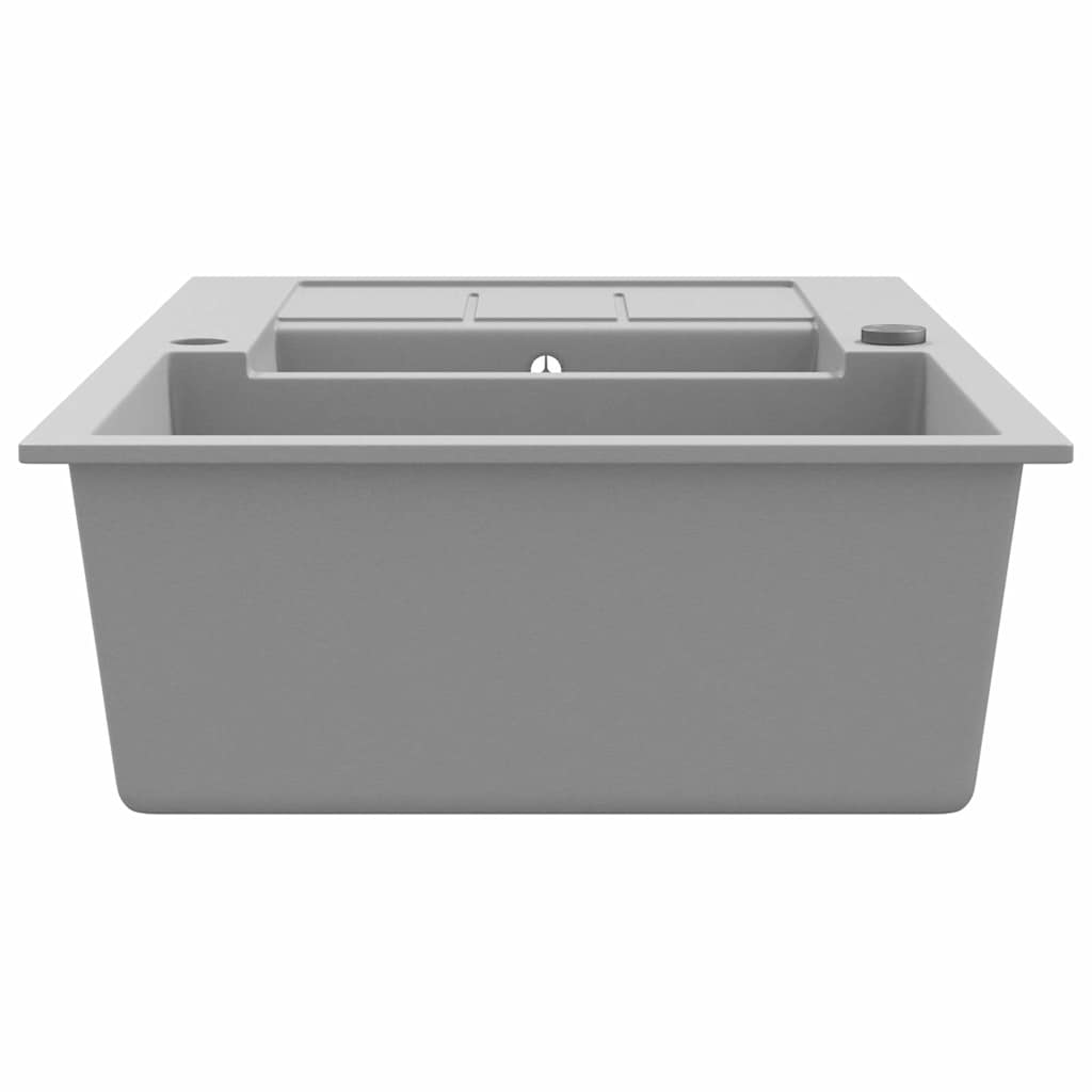 vidaXL Granite Kitchen Sink Double Basin Grey 5