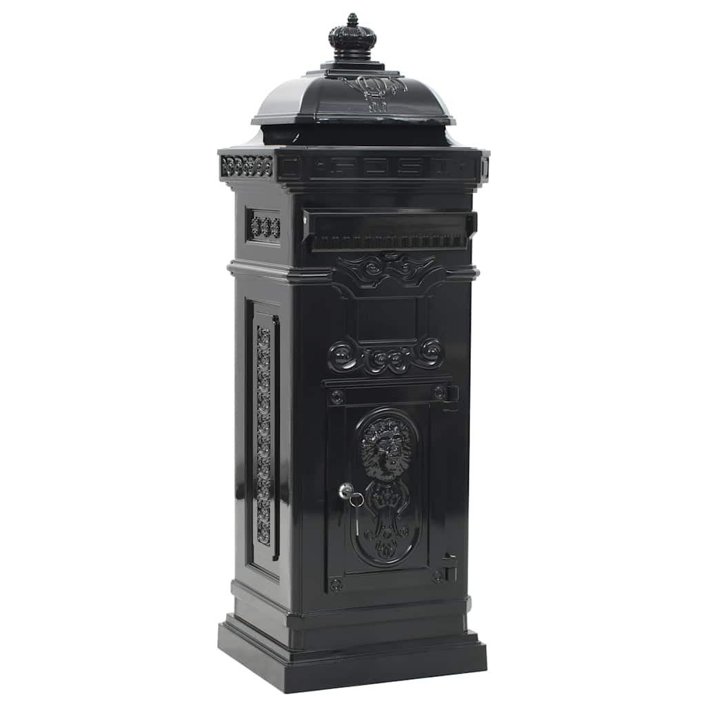 vidaXL Pillar Letterbox | Black | Cast Aluminium | Standard | Locks 2