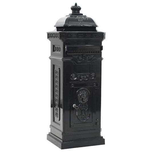 vidaXL Pillar Letterbox | Black | Cast Aluminium | Standard | Locks 2