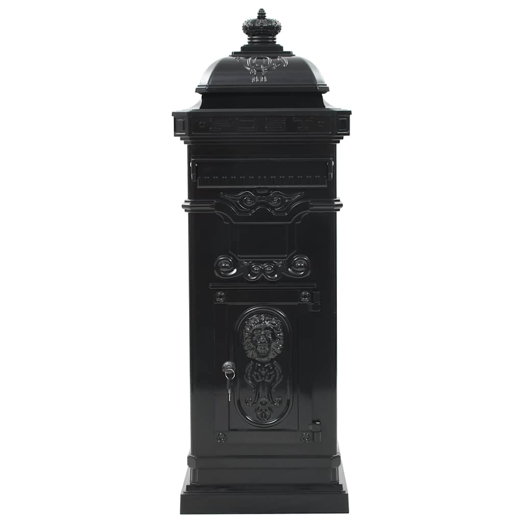 vidaXL Pillar Letterbox | Black | Cast Aluminium | Standard | Locks 3