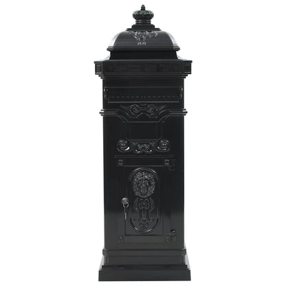 vidaXL Pillar Letterbox | Black | Cast Aluminium | Standard | Locks 3