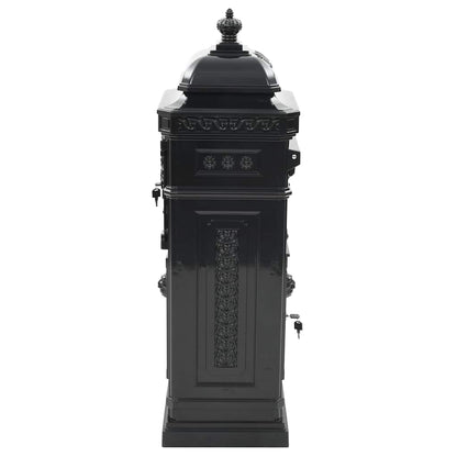 vidaXL Pillar Letterbox | Black | Cast Aluminium | Standard | Locks 6
