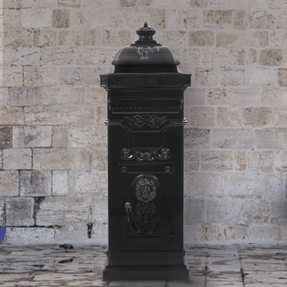 vidaXL Pillar Letterbox | Black | Cast Aluminium | Standard | Locks 1