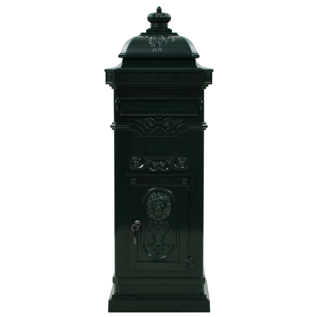 43890 vidaXL Pillar Letterbox Aluminium Vintage Style Rustproof Green 3