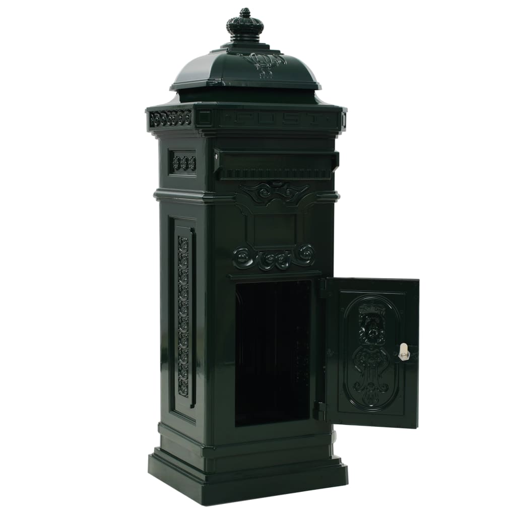43890 vidaXL Pillar Letterbox Aluminium Vintage Style Rustproof Green 4