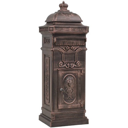 vidaXL Pillar Letterbox | Bronze | Cast aluminium | Medium | Decorative Inlays 2