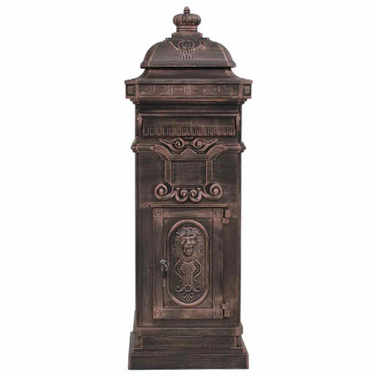 vidaXL Pillar Letterbox | Bronze | Cast aluminium | Medium | Decorative Inlays 3