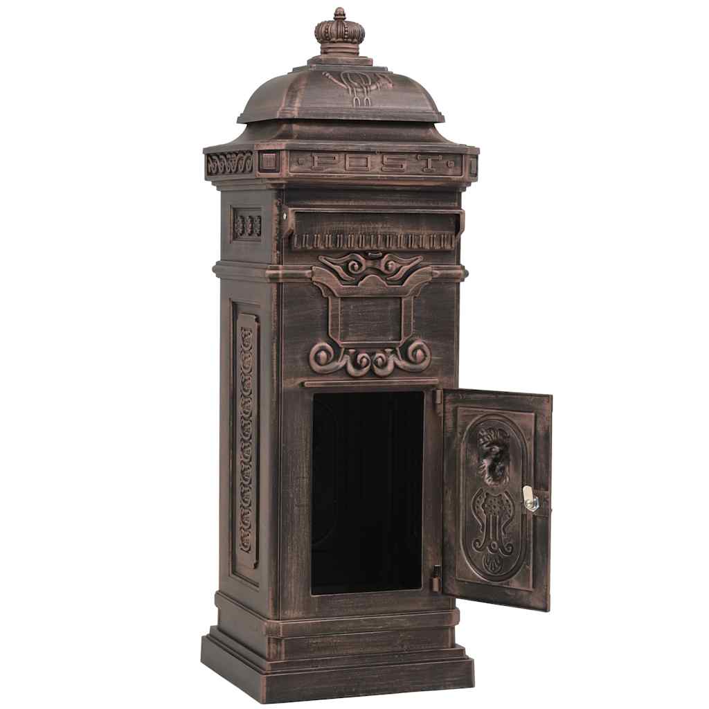 vidaXL Pillar Letterbox | Bronze | Cast aluminium | Medium | Decorative Inlays 4