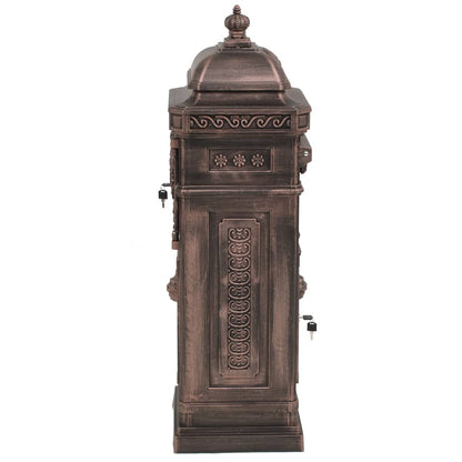 vidaXL Pillar Letterbox | Bronze | Cast aluminium | Medium | Decorative Inlays 5