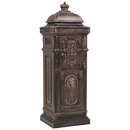 vidaXL Pillar Letterbox | Bronze | Cast aluminium | Medium | Decorative Inlays 6