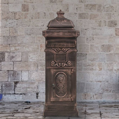 vidaXL Pillar Letterbox | Bronze | Cast aluminium | Medium | Decorative Inlays 1