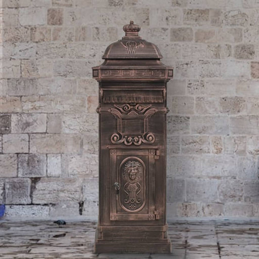 vidaXL Pillar Letterbox | Bronze | Cast aluminium | Medium | Decorative Inlays 1