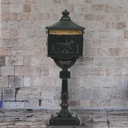 vidaXL Standing Mailbox 42.5 x 29.5 x 117 cm Cast Aluminum