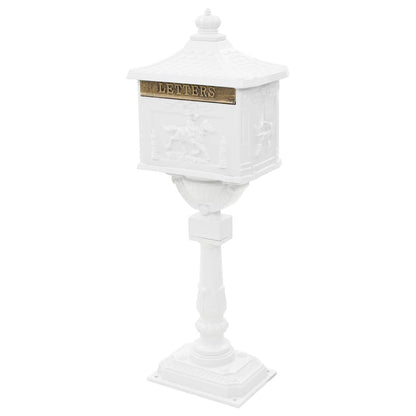 vidaXL Pedestal Letterbox Aluminium Vintage Style Rustproof White 2