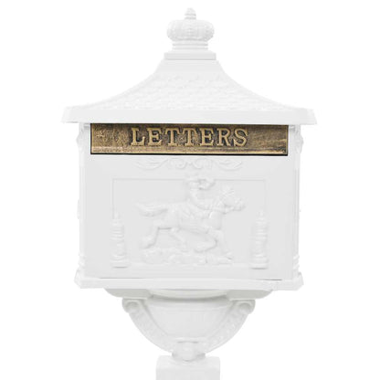 vidaXL Pedestal Letterbox Aluminium Vintage Style Rustproof White 4