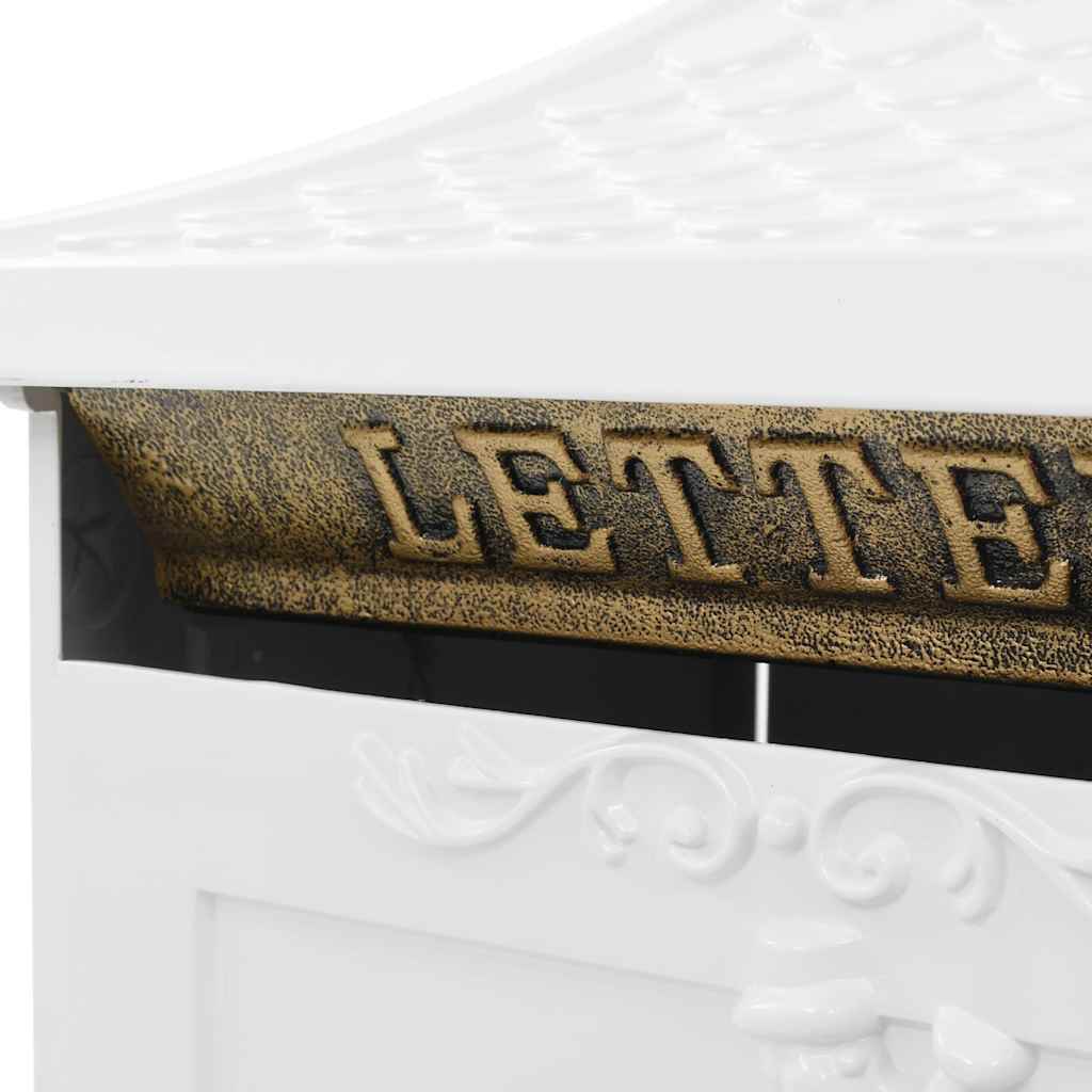 vidaXL Pedestal Letterbox Aluminium Vintage Style Rustproof White 5