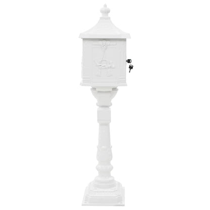 vidaXL Pedestal Letterbox Aluminium Vintage Style Rustproof White 6