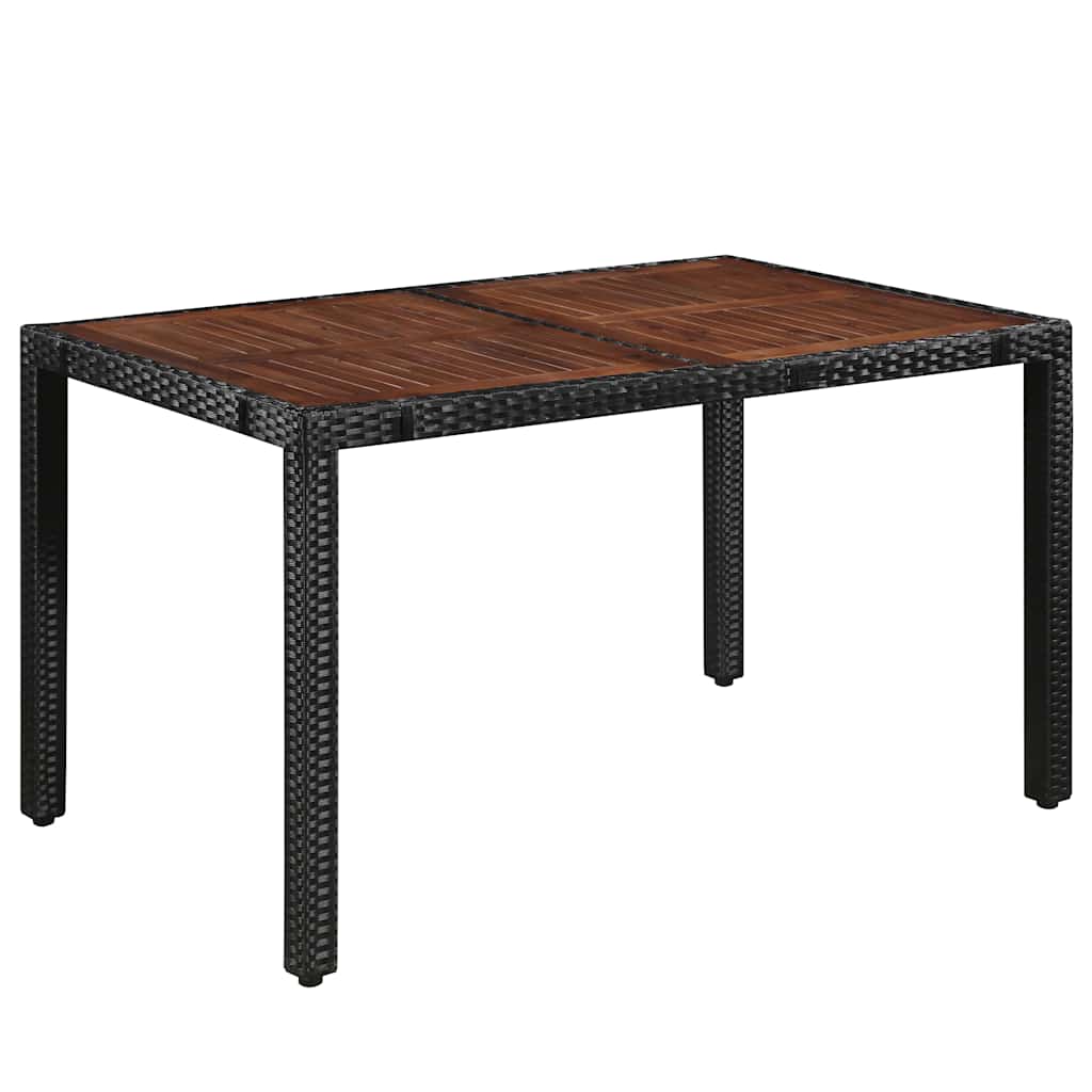 vidaXL 7 Piece Outdoor Dining Set Poly Rattan and Acacia Wood Black 2
