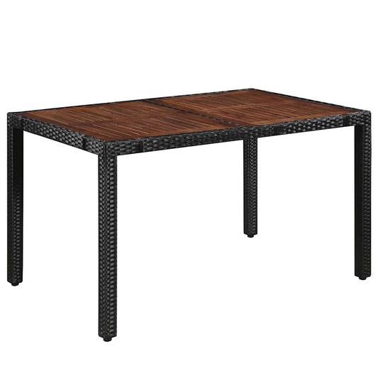 vidaXL 7 Piece Outdoor Dining Set Poly Rattan and Acacia Wood Black 2
