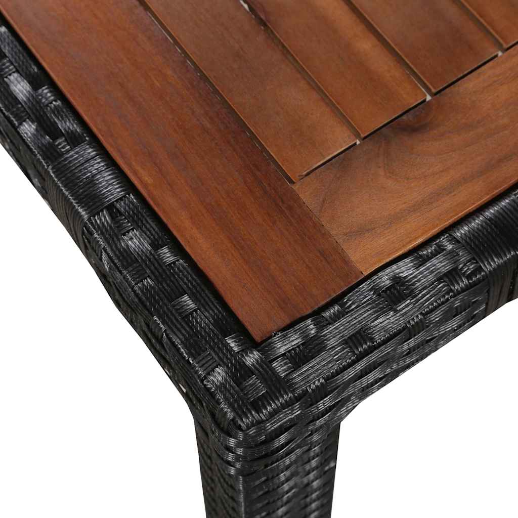 vidaXL 7 Piece Outdoor Dining Set Poly Rattan and Acacia Wood Black 4