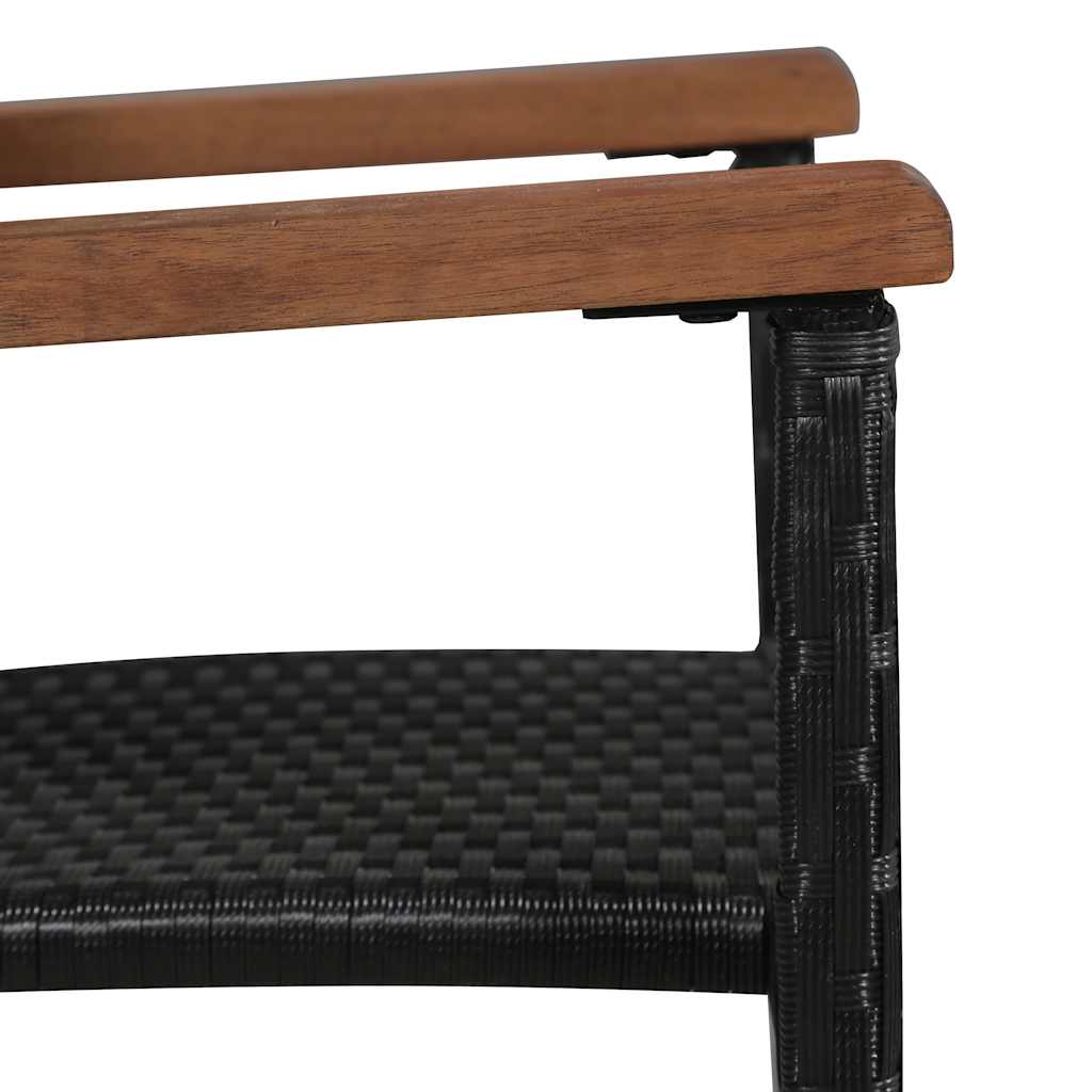 vidaXL 7 Piece Outdoor Dining Set Poly Rattan and Acacia Wood Black 5