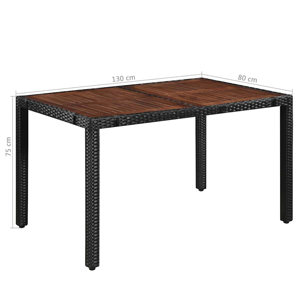vidaXL 7 Piece Outdoor Dining Set Poly Rattan and Acacia Wood Black 6