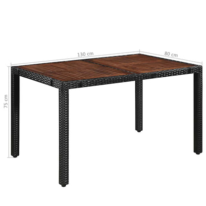 vidaXL 7 Piece Outdoor Dining Set Poly Rattan and Acacia Wood Black 6